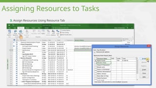 Assigning Resources to Tasks
3. Assign Resources Using Resource Tab
 