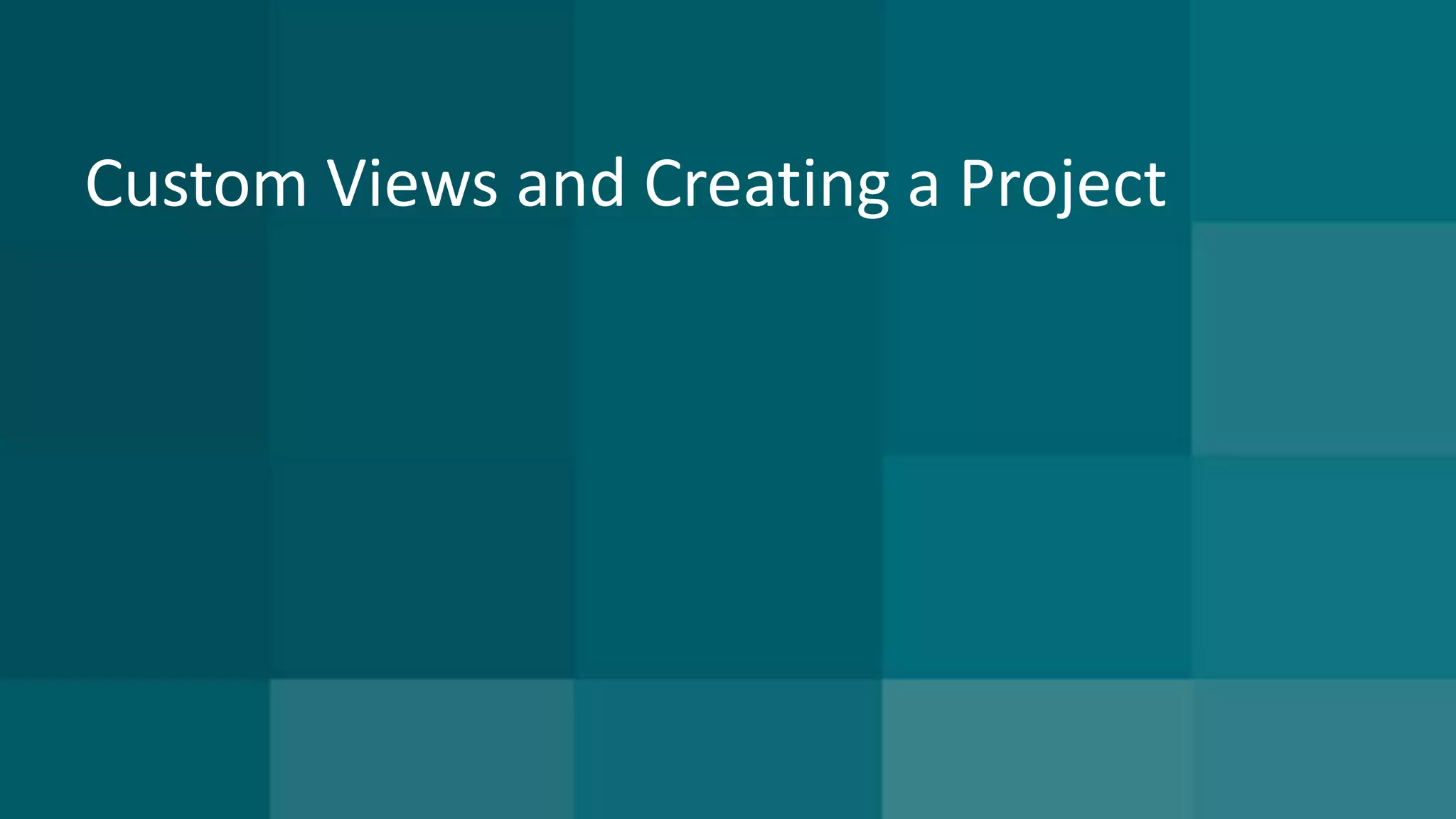 Custom Views and Creating a Project 
 