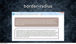 border-radius




Monday, 23 May 2011
 