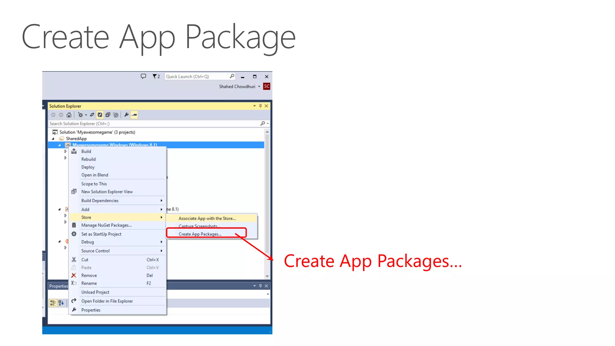 Create App Packages… 
 