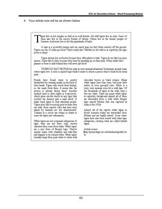ICTL for Secondary School - Word Processing Module
63
4. Your article now will be as shown below
 