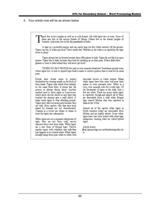 ICTL for Secondary School - Word Processing Module
4. Your article now will be as shown below
65
 