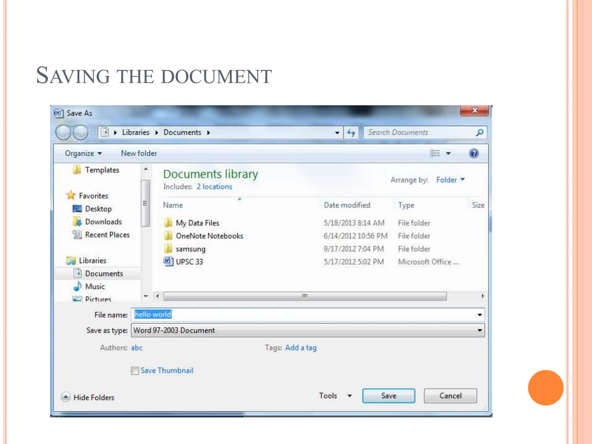 SAVING THE DOCUMENT
 
