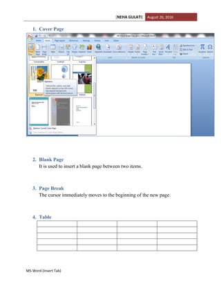 E-Module 3 (MS-Word : Insert Tab) | PDF