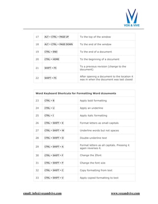 Microsoft Word - Keyboard Shortcuts | PDF