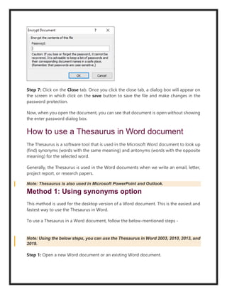 MS Word tutorial provides basic and advanced concepts of Word. | PDF