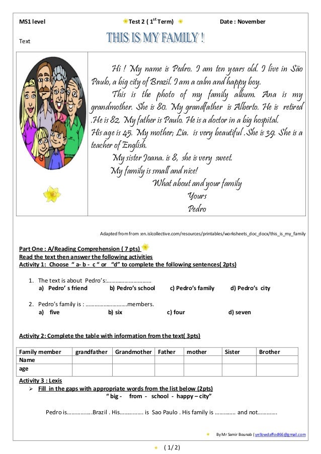 tree grade for family 1st worksheet family 2 Ms1 test 2017 term 1st my 2016