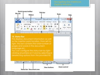 Ms 2010 tutorial topic 2 navigating the interface | PPTX