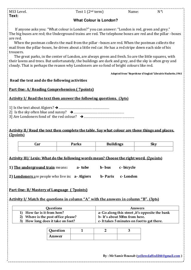 Ms3 level test 1 2nd term 2016 2017