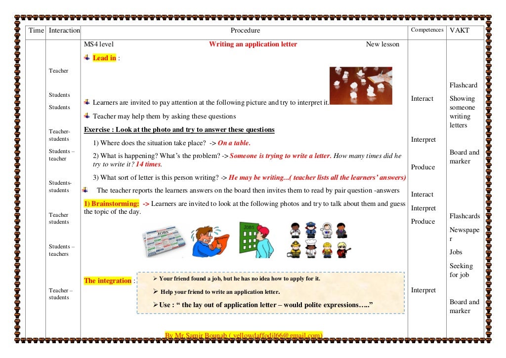 Application letter sample picture