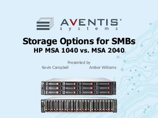 Storage Options for SMBs
HP MSA 1040 vs. MSA 2040
Presented by
Kevin Campbell Amber Williams
 