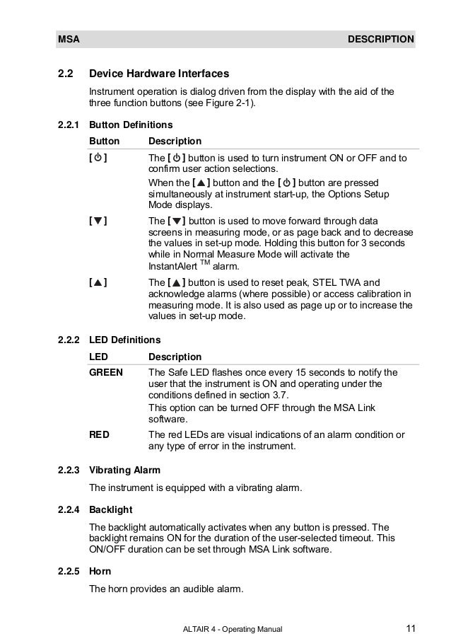 Msa altair 4 meter manual