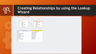 Creating Relationships by using the Lookup
Wizard
 