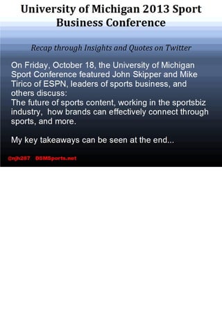 University of Michigan Sport Business Conference Recap