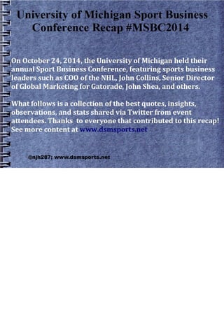 University of Michigan Sport Business Conference Recap #MSBC2014