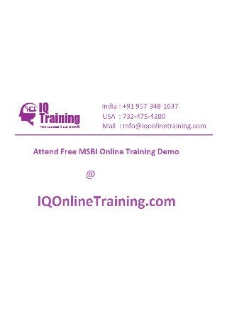 Msbi online training in hyderabad india usa uk singapore australia