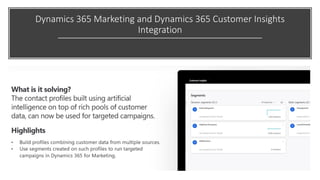 Dynamics 365 Marketing and Dynamics 365 Customer Insights
Integration
 
