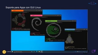 <42/>
Soporte para Apps con GUI Linux
 