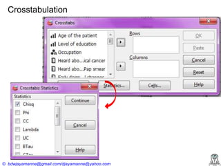 Crosstabulation

© bdwjayamanne@gmail.com/djayamanne@yahoo.com

 