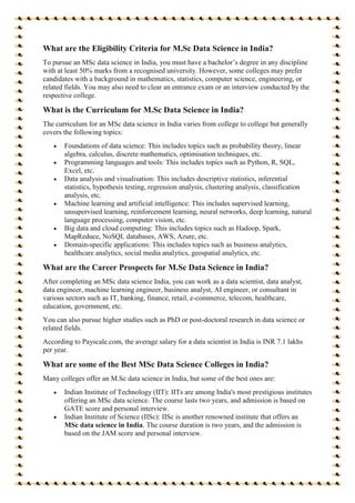 M.Sc Data Science in India: A Promising Career Option | PDF