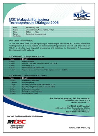 MSC Malaysia Bumiputera Technopreneurs Dialogue