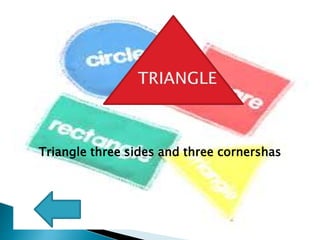 Triangle three sides and three cornershas
 