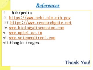References
i. Wikipedia
ii.https://www.ncbi.nlm.nih.gov
iii.https://www.researchgate.net
iv.www.biologydiscussion.com
v. www.nptel.ac.in
vi.www.sciencedirect.com
vii.Google images.
Thank You!
 