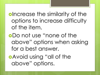Multiple choice test items | PPTX