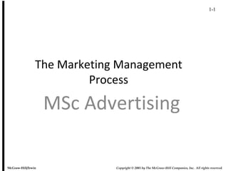 The Marketing Management Process MSc Advertising  Copyright © 2005 by The McGraw-Hill Companies, Inc.  All rights reserved.  McGraw-Hill/Irwin  