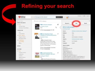 Refining your search 
 