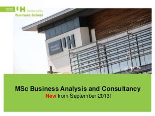 MSc Business Analysis and Consultancy
         New from September 2013!
 