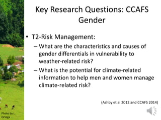 Lecture: Gender, Agriculture and Climate Change, Jennifer Twyman, CIAT
