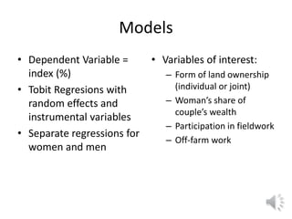 Lecture: Gender, Agriculture and Climate Change, Jennifer Twyman, CIAT