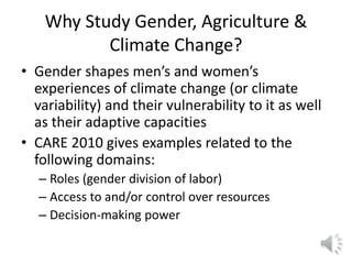 Lecture: Gender, Agriculture and Climate Change, Jennifer Twyman, CIAT