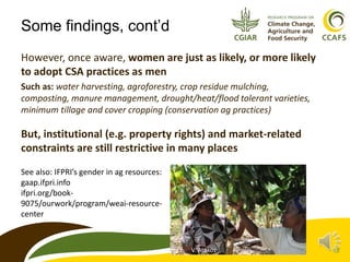 Lecture: Gender, Agriculture and Climate Change, Jennifer Twyman, CIAT