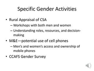 Lecture: Gender, Agriculture and Climate Change, Jennifer Twyman, CIAT
