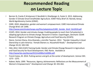 Lecture: Gender, Agriculture and Climate Change, Jennifer Twyman, CIAT