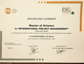 Msc certificate