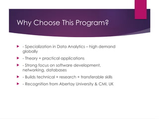 MSc Computer Science Data Analytics Program | PPTX