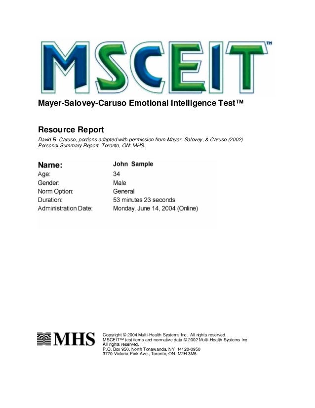 Mayer salovey caruso emotional intelligence test msceit user`s manual pdf Mayer salovey caruso emotional intelligence test msceit user`s manual pdf
