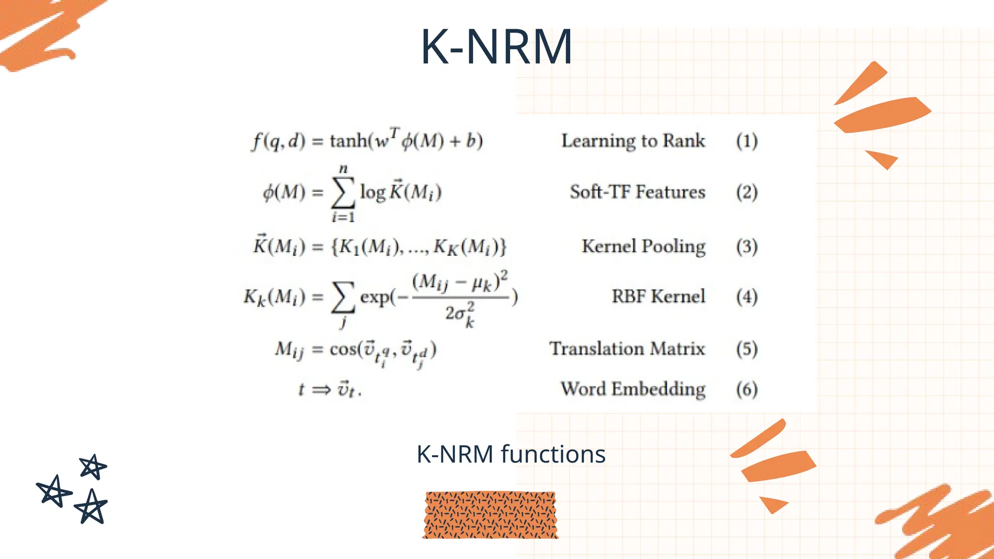 K-NRM
K-NRM functions
 