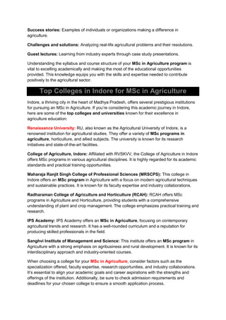MSc in Agriculture | PDF