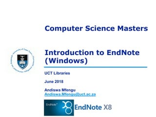 EndNote Reference Manager Introduction