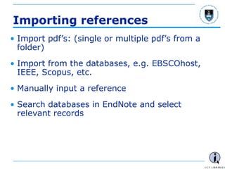 EndNote Reference Manager Introduction