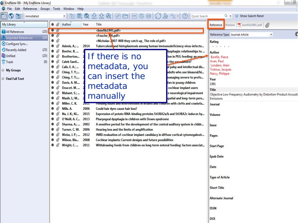 EndNote Reference Manager Introduction