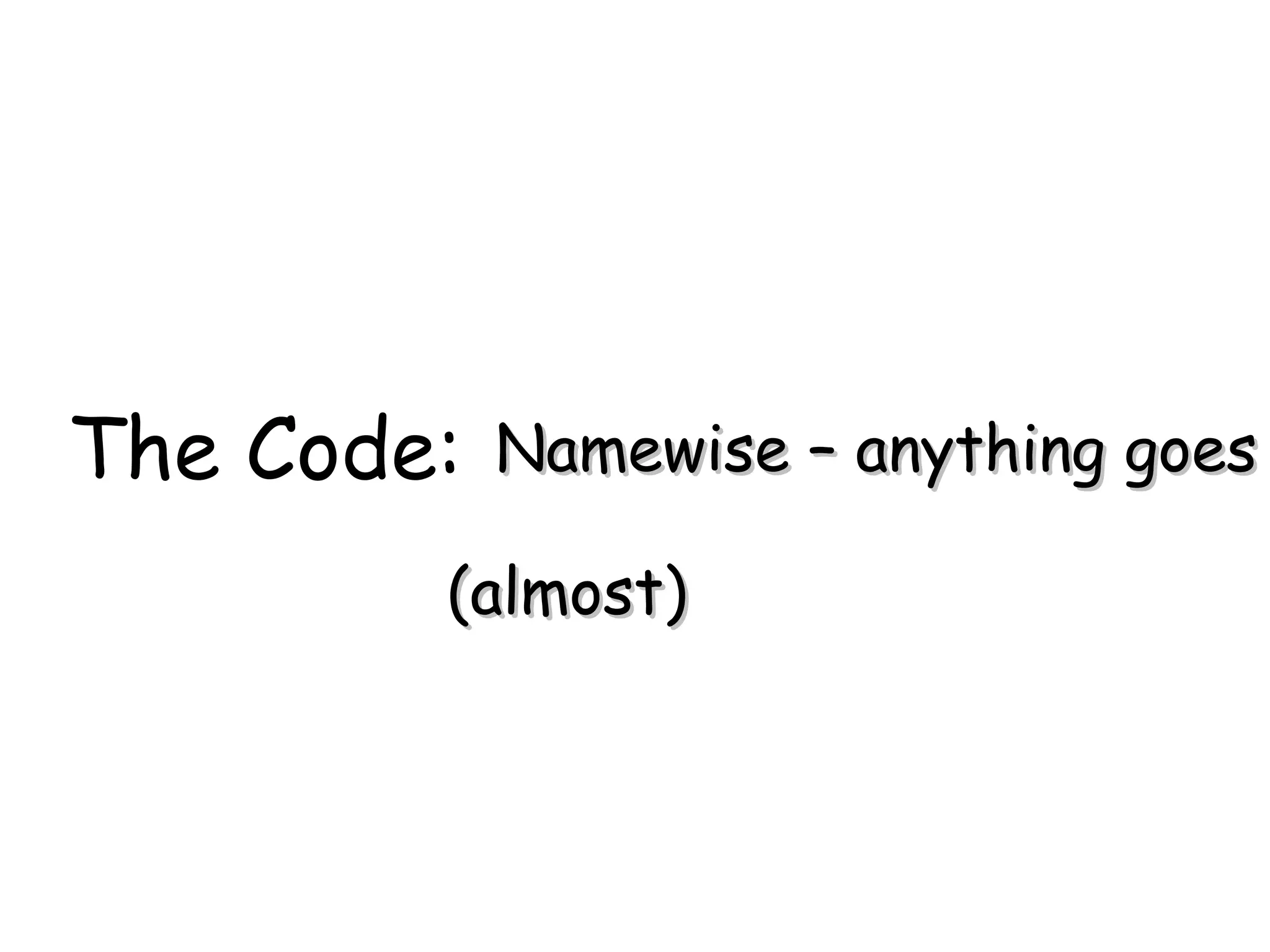 The Code: Namewise – anything goes (almost) 