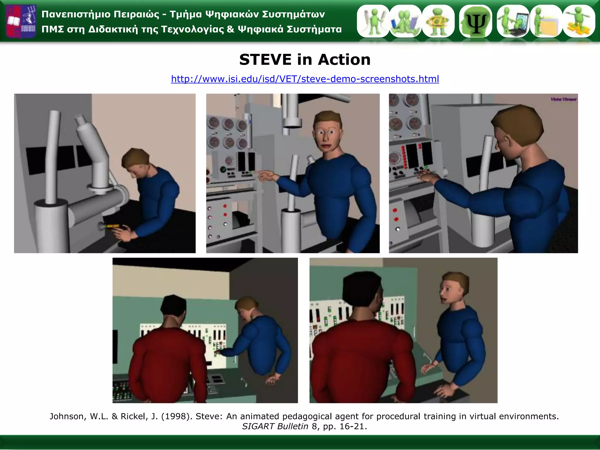 Εφαρμογές της Κοινωνικογνωστικής Θεωρίας Μάθησης στο Σχεδιασμό Στρατηγικών μέσω Web [1/3]Διδάξτε στους σπουδαστές πώς να μοντελοποιούντη γνωστική τους επεξεργασία και τη συμπεριφορά τους μέσω της χρήσης πραγματικών προβλημάτων.Σύμφωνα με τον Jonassen(1998) προτείνονται 2 τύποι μοντελοποίησης:Μοντελοποίηση της συμπεριφοράς (behavioral modeling), δηλαδή πώς κάποιος να εκτελέσει τις δραστηριότητες.Μοντελοποίηση της γνωστικής διαδικασίας (cognitive modeling), δηλαδή ποιοι είναι οι συλλογισμοί που θα πρέπει να γίνονται ενώ εκτελούνται οι δραστηριότητες.Ο Jonassen προτείνει αυθεντικά προβλήματα για τον εμπλουτισμό της μαθησιακής εμπειρίας, ώστε αυτή να είναι πιο ελκυστική, με νόημα και σημασία (meaningful learning), αντίθετα με τη συμβατική διδασκαλία που εμμένει στις απαντήσεις.