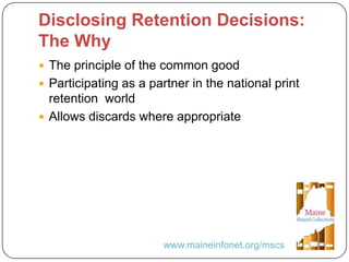 Together we are Stronger: A Cooperative Approach to Managing Print Collections