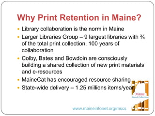 Together we are Stronger: A Cooperative Approach to Managing Print Collections