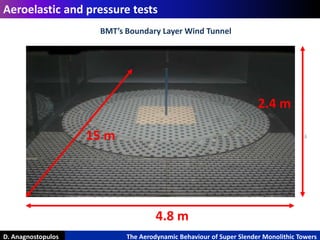 16
D. Anagnostopulos The Aerodynamic Behaviour of Super Slender Monolithic Towers
Aeroelastic and pressure tests
BMT’s Boundary Layer Wind Tunnel
4.8 m
2.4 m
15 m
 